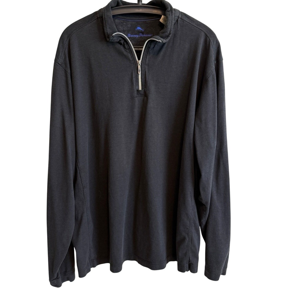 Tommy Bahama Mens Black 1/4 Zip Pullover Sweater Size XL Preppy Office‎ Weather